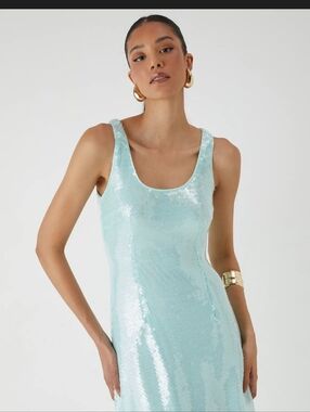 B Darlin Light Aqua Sequin Tank Dress